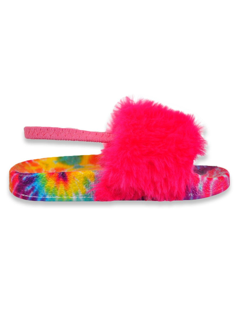 First Steps By Stepping Stones Baby Girls' Tie-Dye Fur Slide Sandals