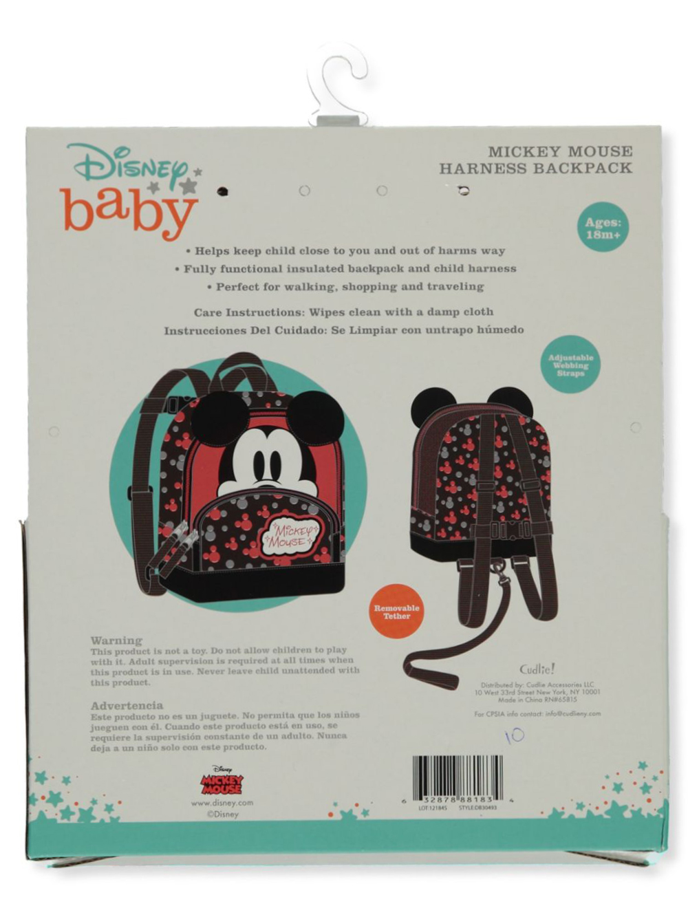 Disney Mickey Mouse Baby Boys Harness Backpack 