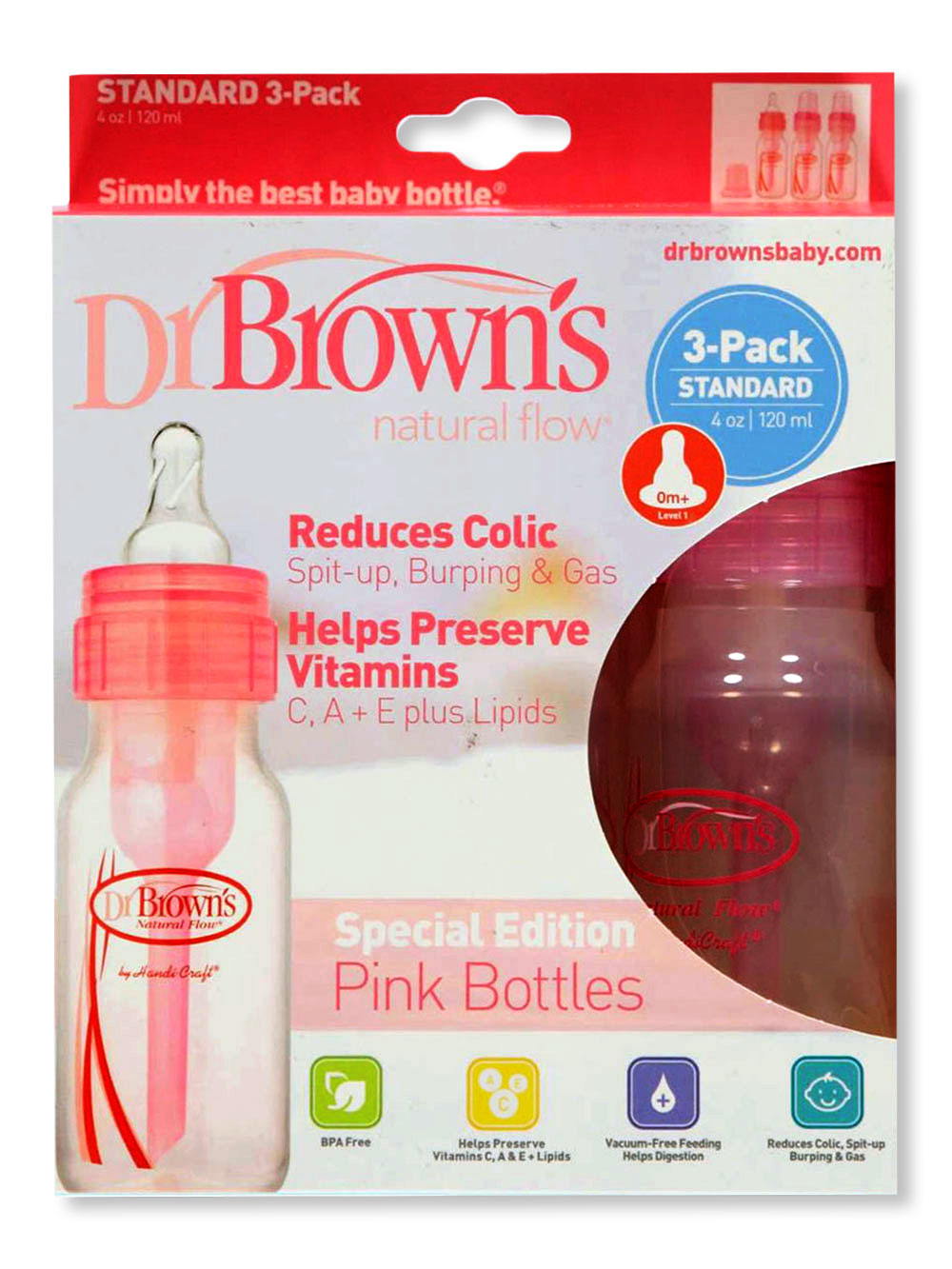 Dr. Brown's Natural Flow Standard Polypropylene Bottle (4 oz) - 3 Pack